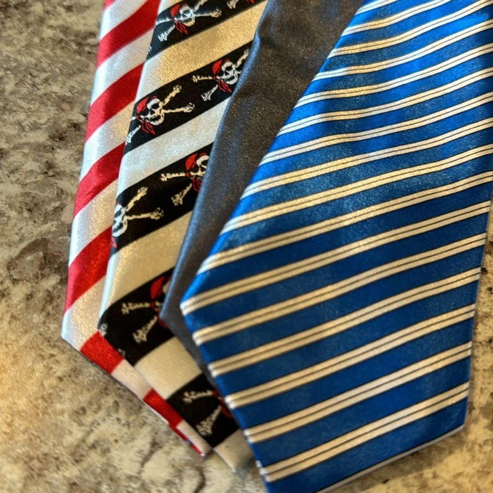 NWOT 10 inch unisex ties set of 4. Attached elastic cord goes under the collar.